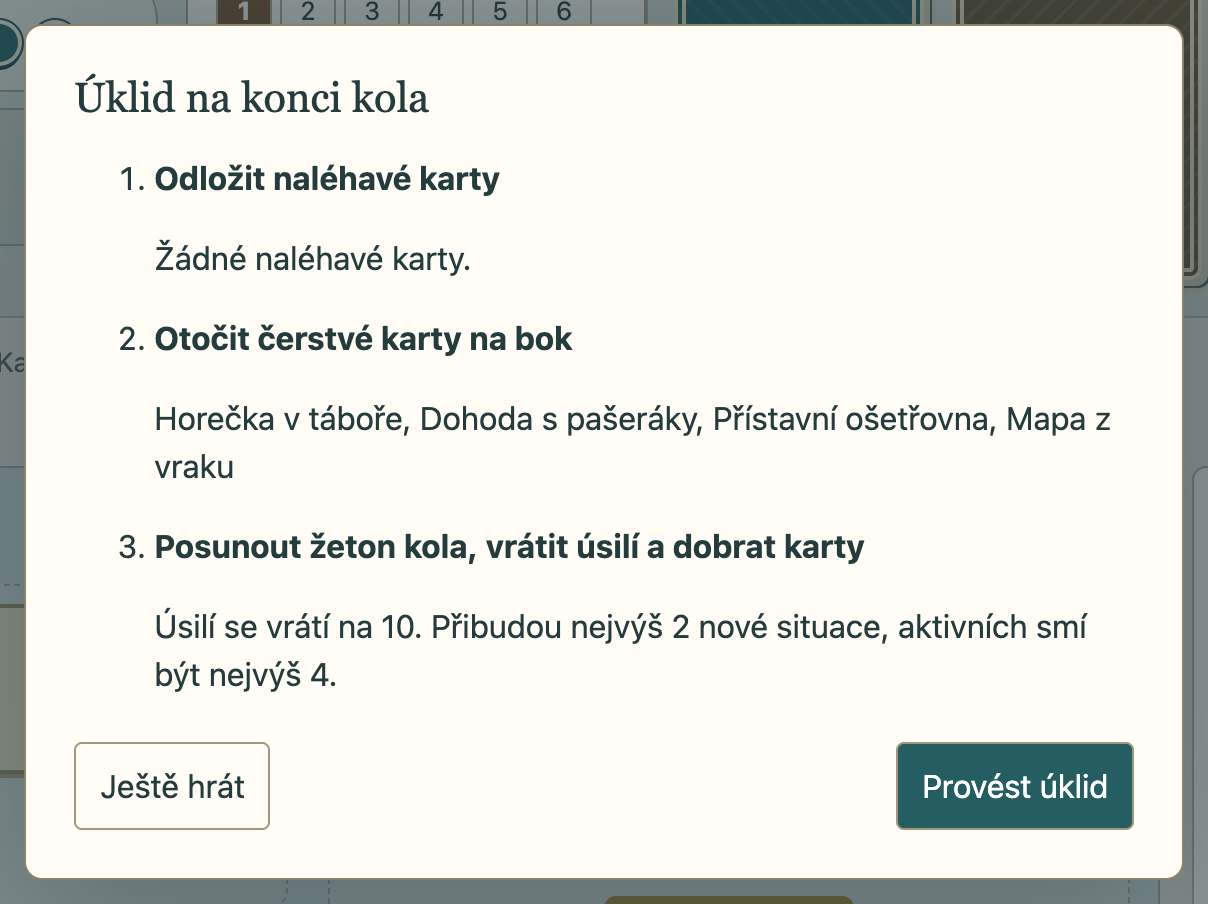 Dialog úklidu na konci kola